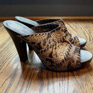 Donald Pliner High Heeled Snake Skin Sandals